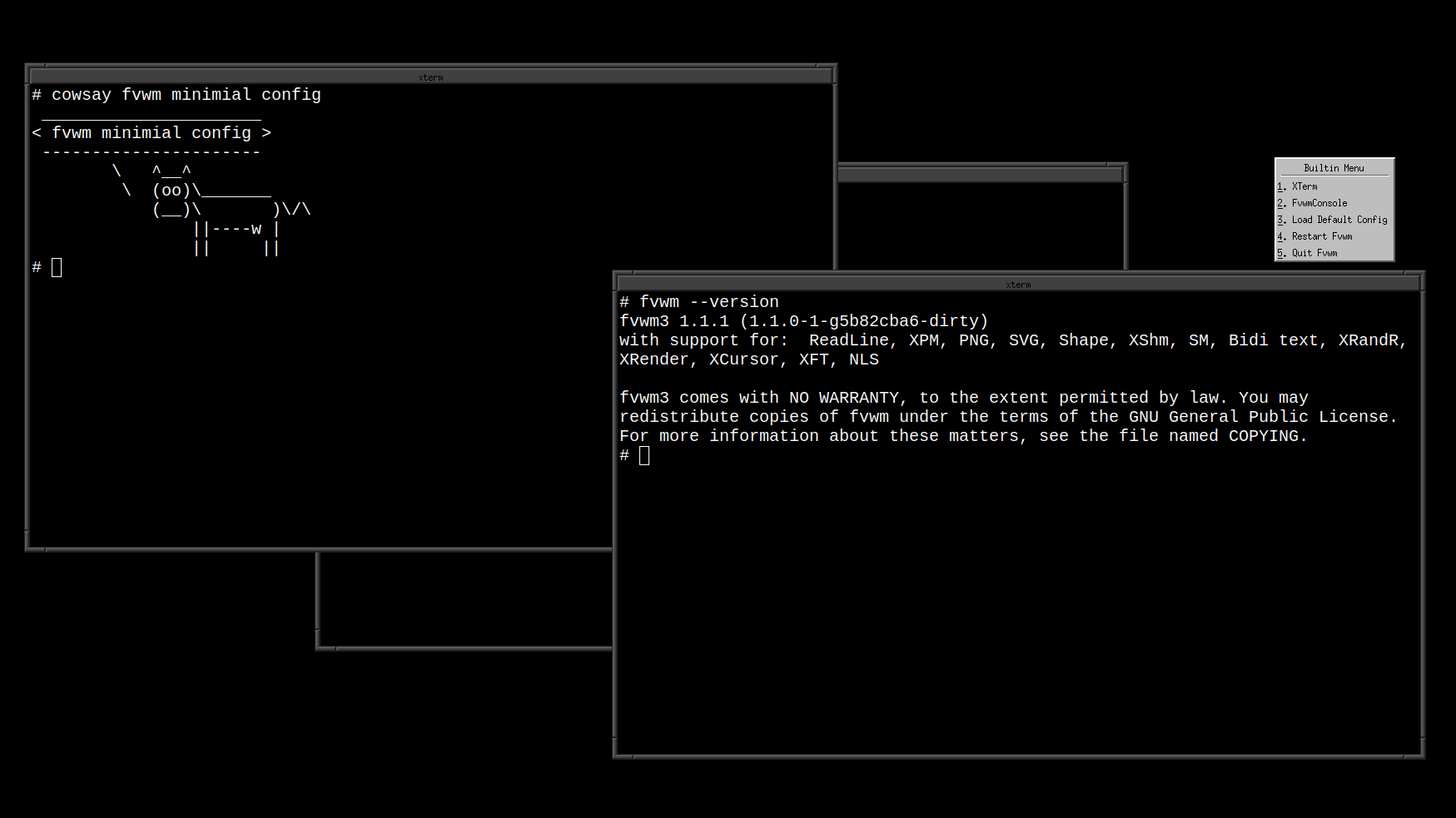 Screen shot of fvwm running a blank config.